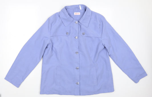 Front view of Slima women’s blue jacket blazer, size UK 14