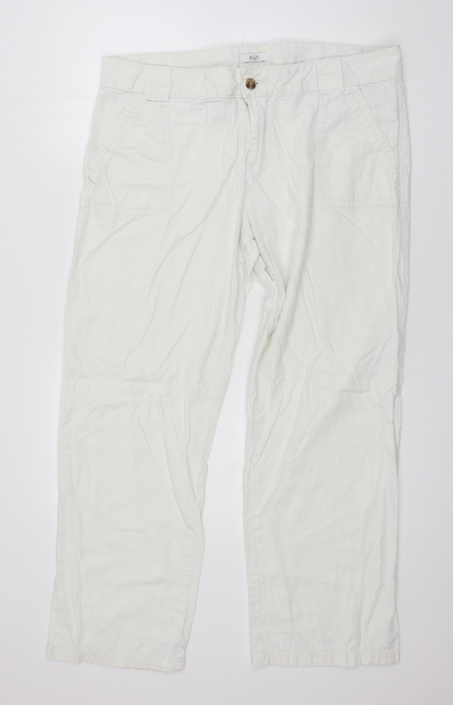 F&F Womens White   Trousers  Size 18 L29 in
