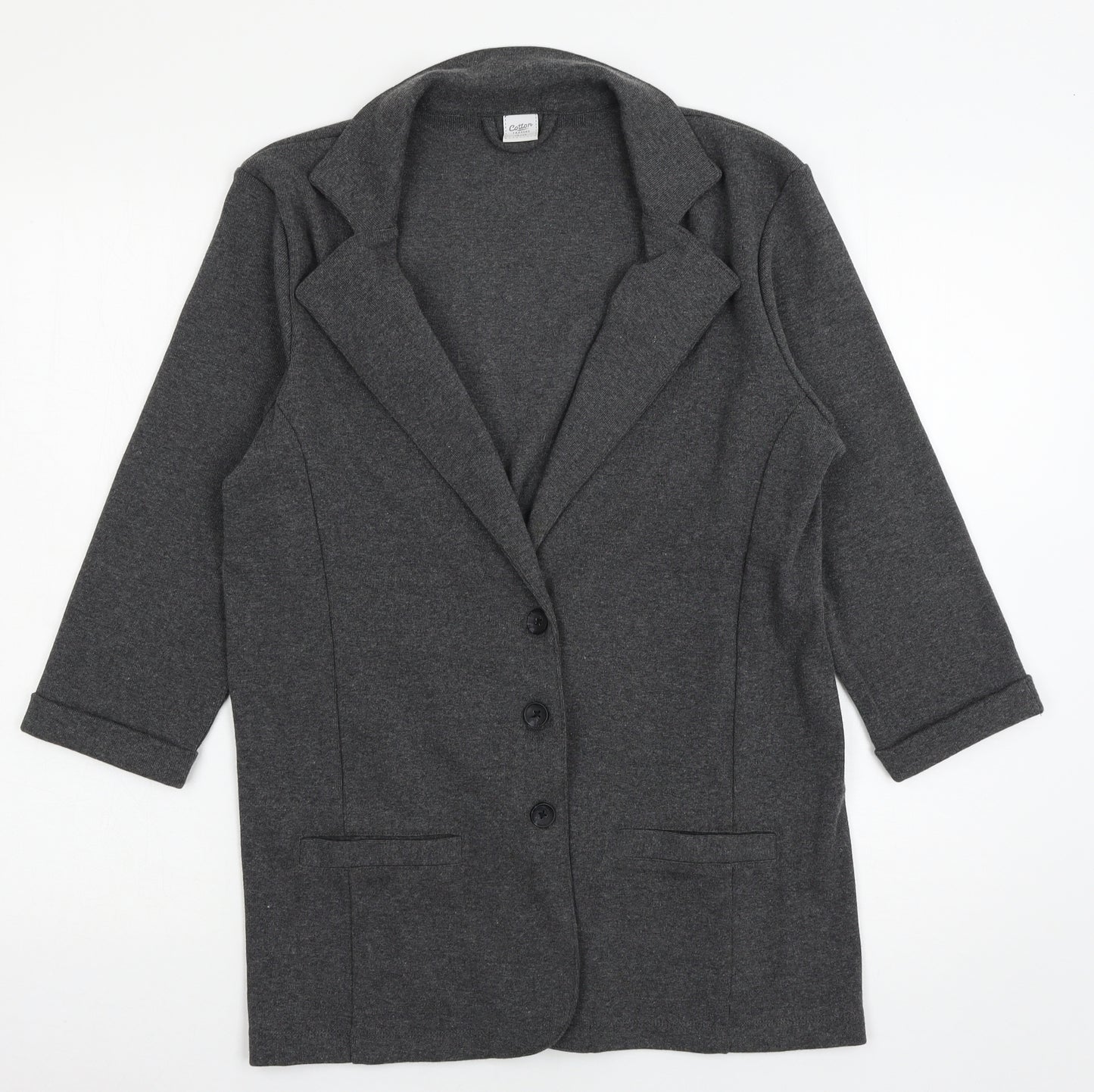 Cotton Traders Womens Grey  Jersey Jacket Blazer Size 12