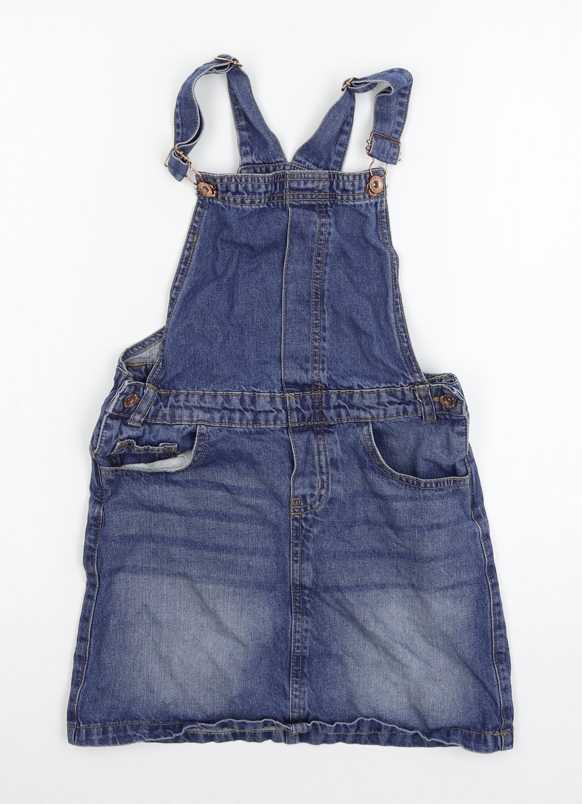 Denim & Co. Girls Blue  Denim Pinafore/Dungaree Dress  Size 11-12 Years