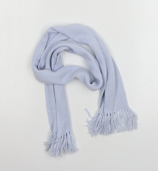 Front view of Preworn women’s blue knit scarf