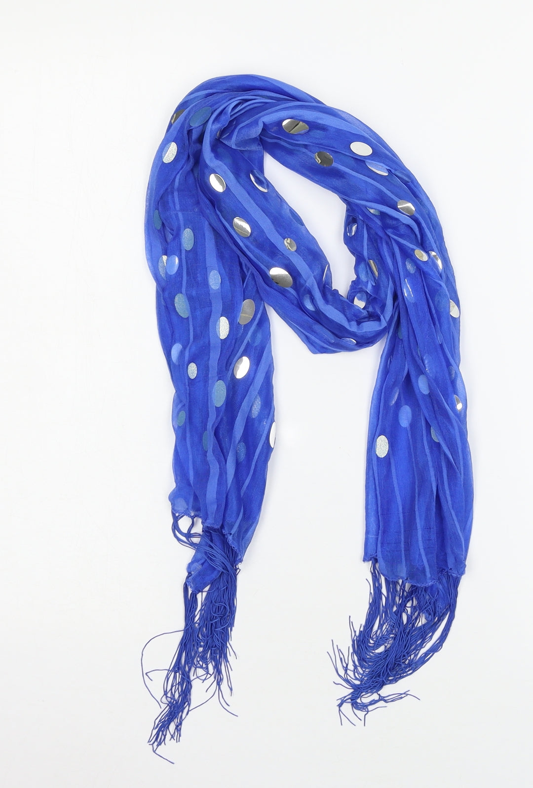 Preworn Womens Blue Polka Dot Knit  Scarf
