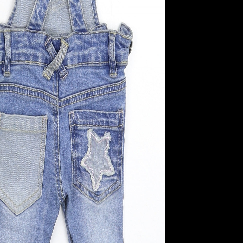 Dunnes Stores Girls Blue  Denim Dungaree One-Piece Size 6-9 Months