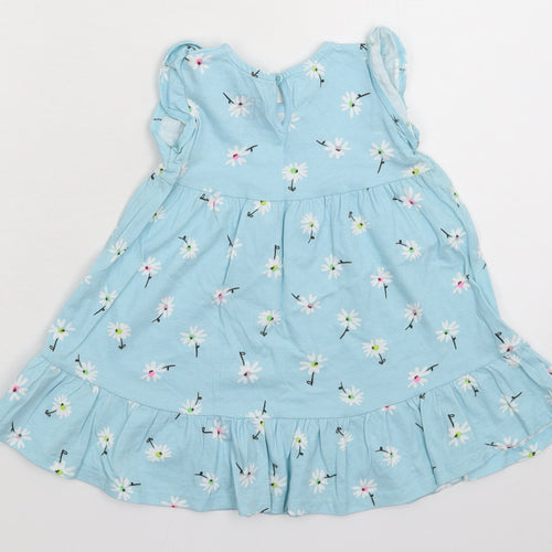 F&F Girls Blue Floral  Fit & Flare  Size 12-18 Months