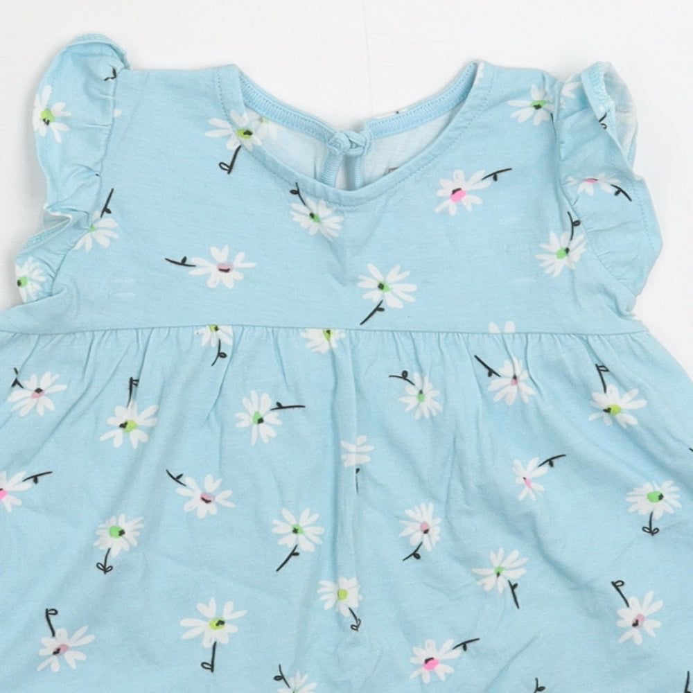 F&F Girls Blue Floral  Fit & Flare  Size 12-18 Months
