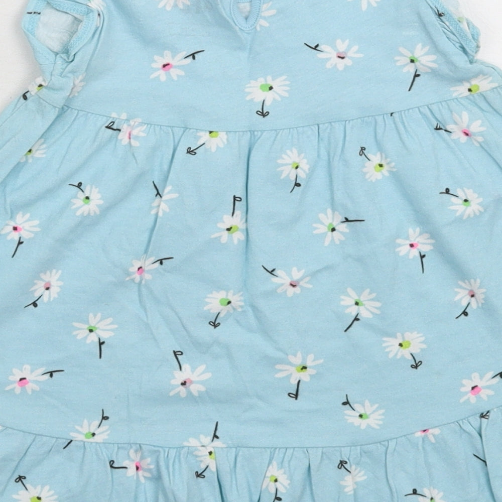 F&F Girls Blue Floral  Fit & Flare  Size 12-18 Months