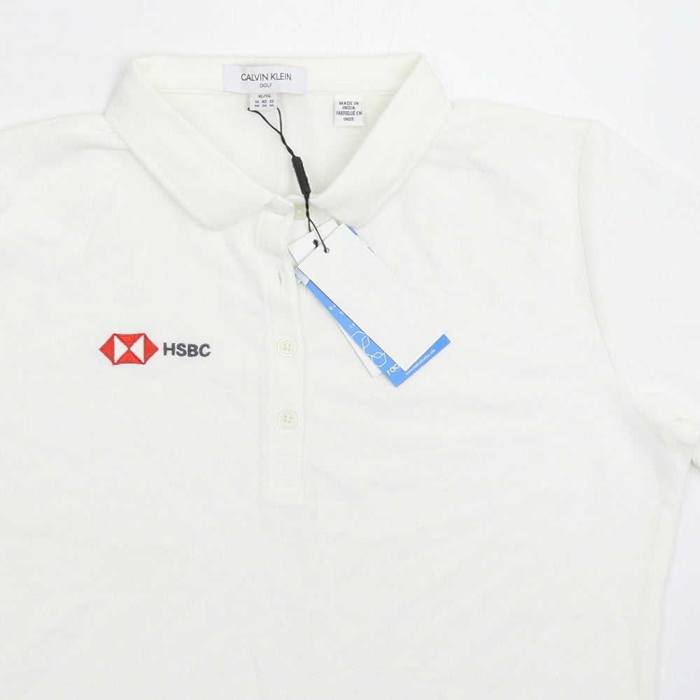 Calvin Klein Womens White   Basic Polo Size 16  - HSBC