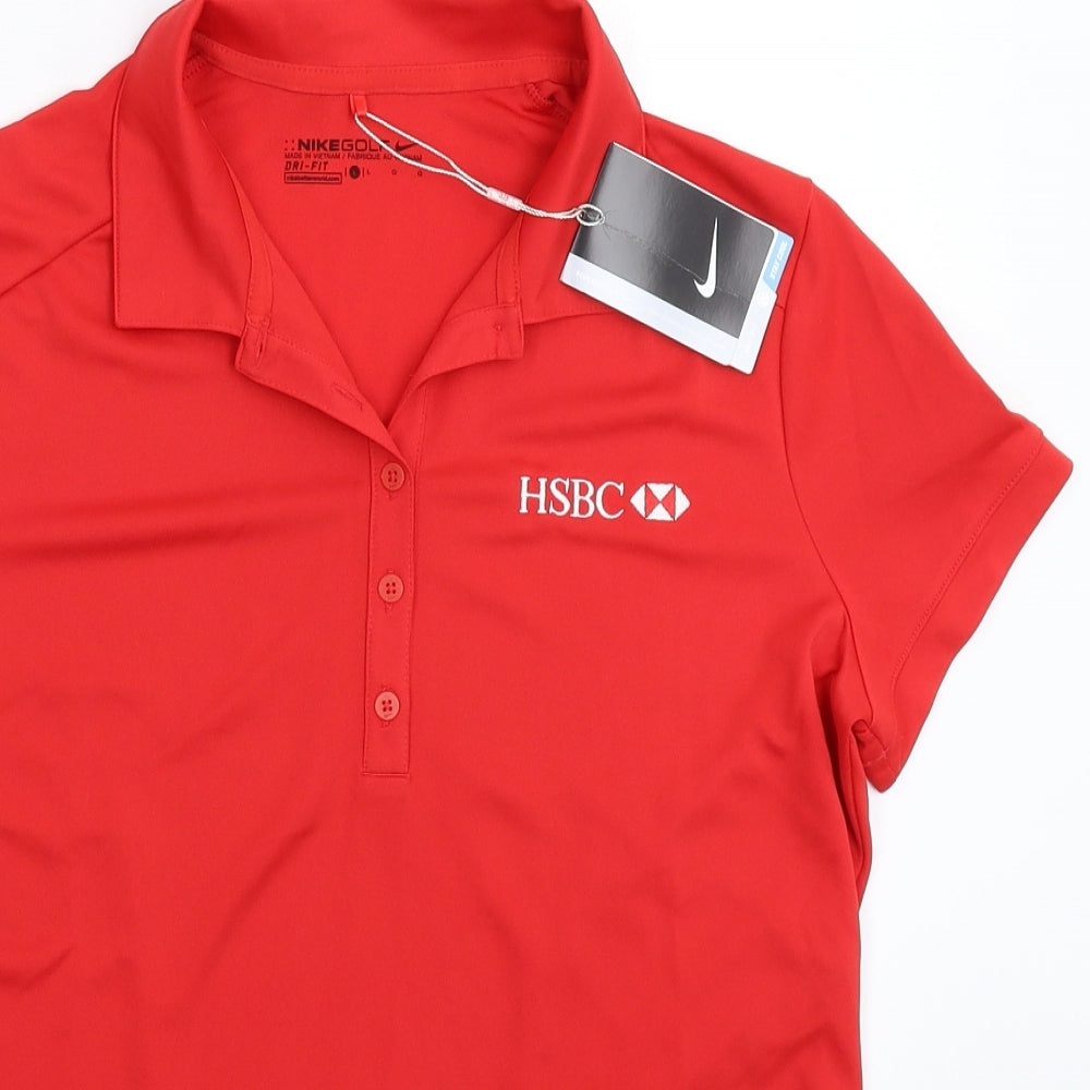 Nike Womens Red   Jersey Polo Size L