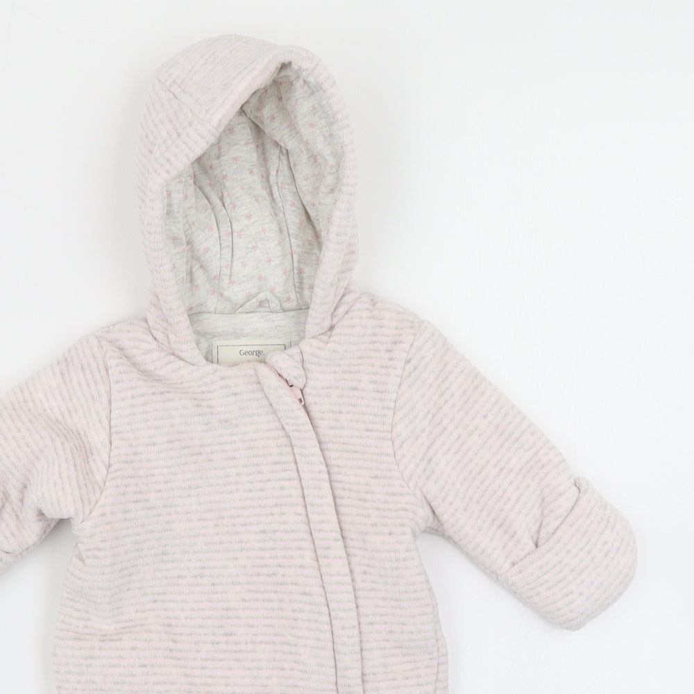 George Girls Pink Striped  Jacket Snowsuit Size Newborn