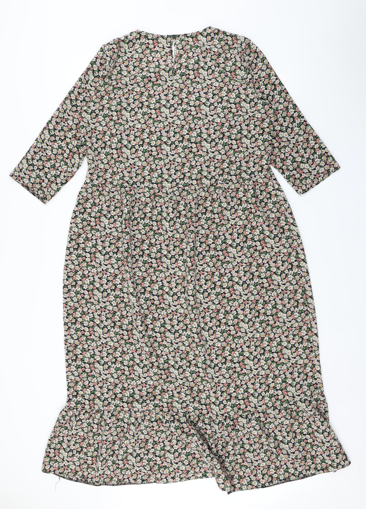 George Womens Black Floral  A-Line  Size 14