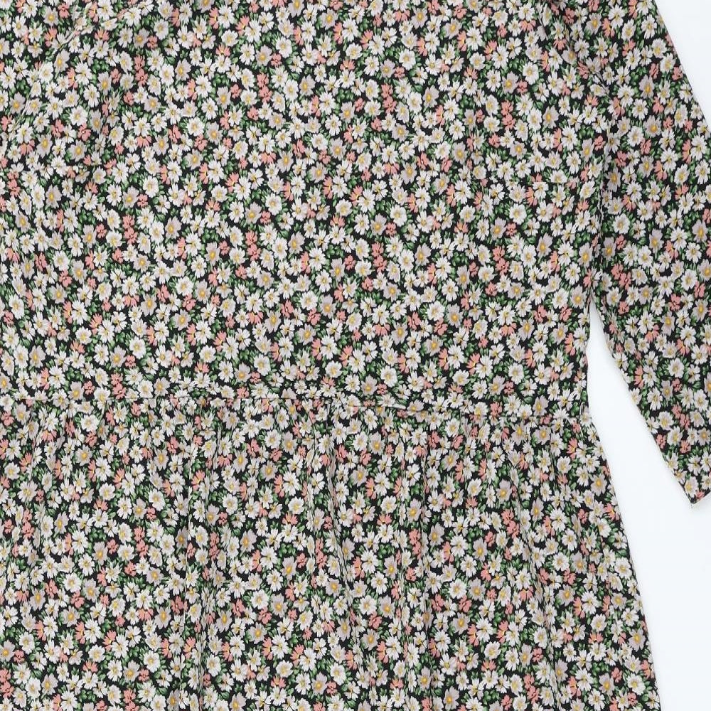 George Womens Black Floral  A-Line  Size 14