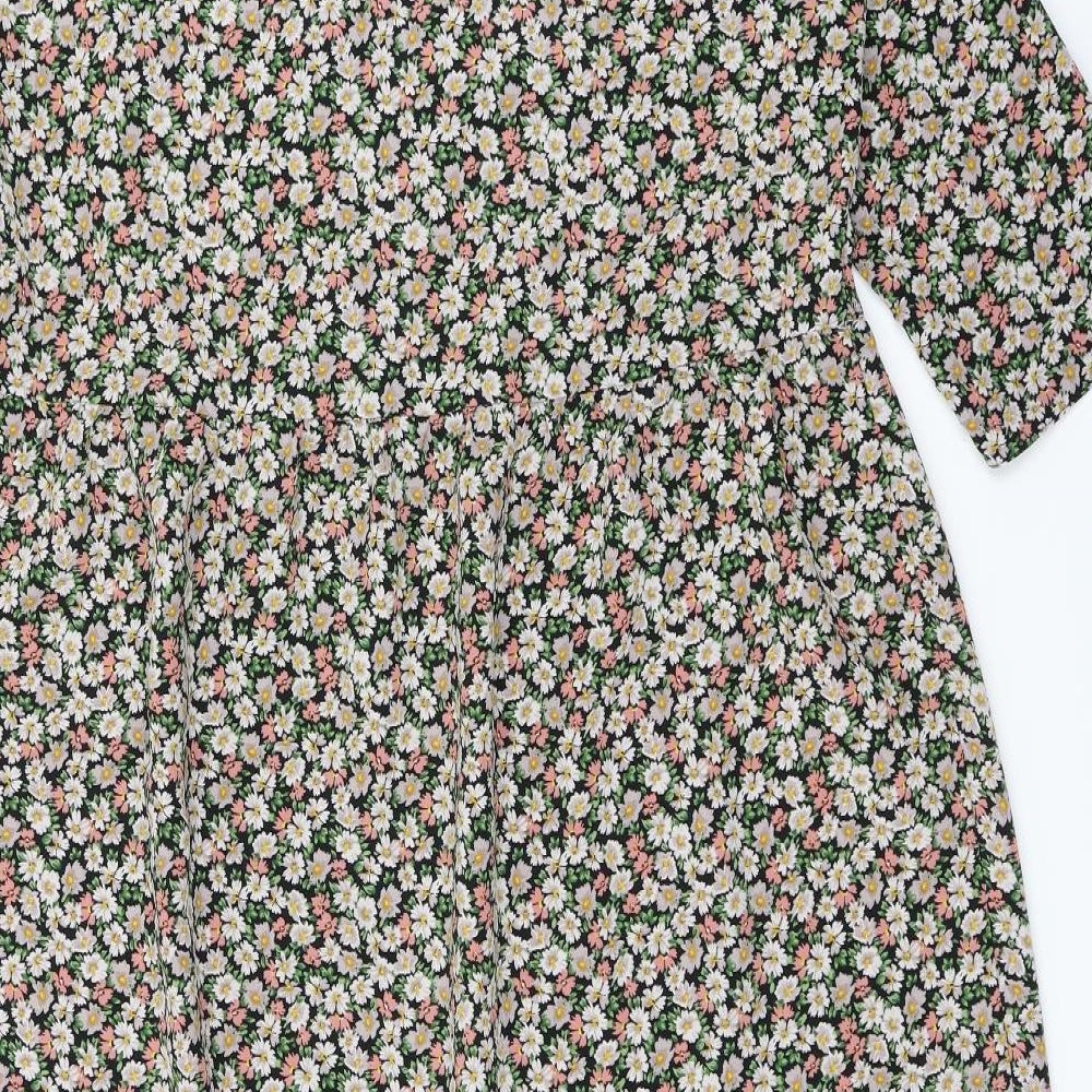 George Womens Black Floral  A-Line  Size 14