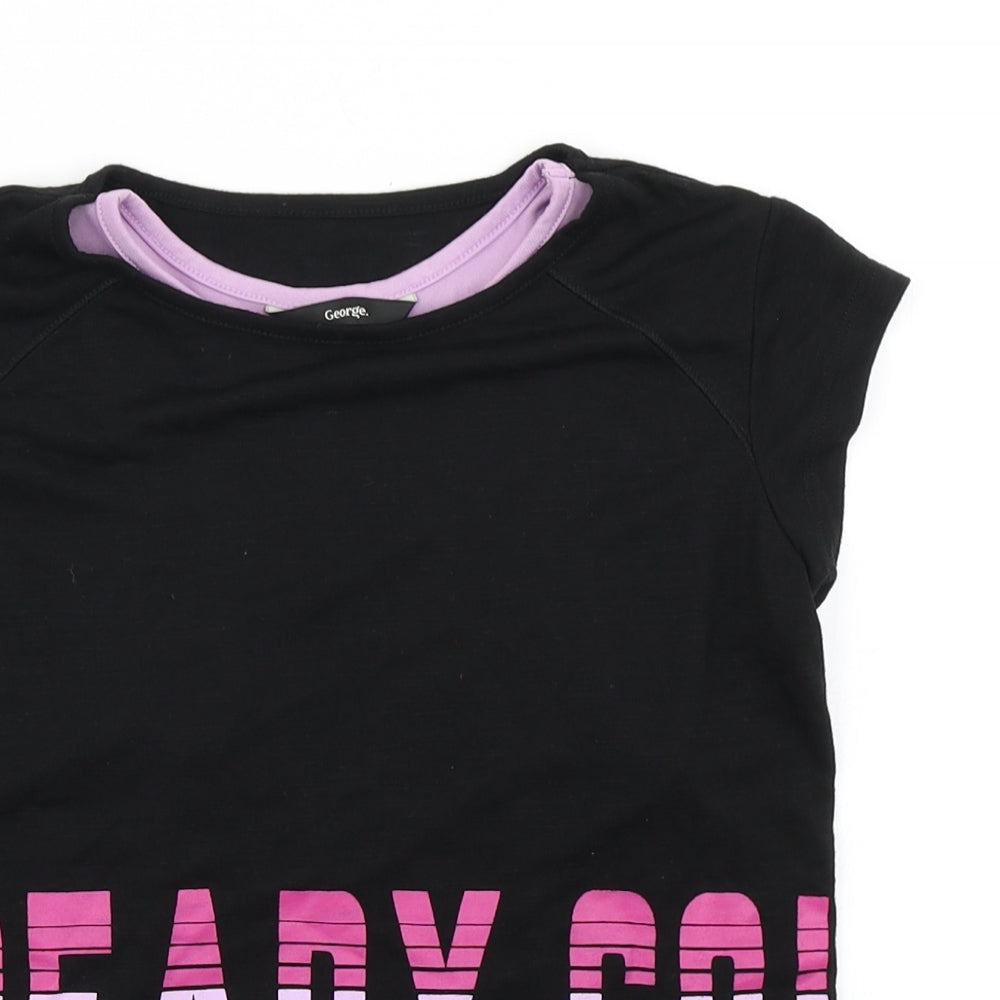 George Girls Black   Basic T-Shirt Size 5-6 Years
