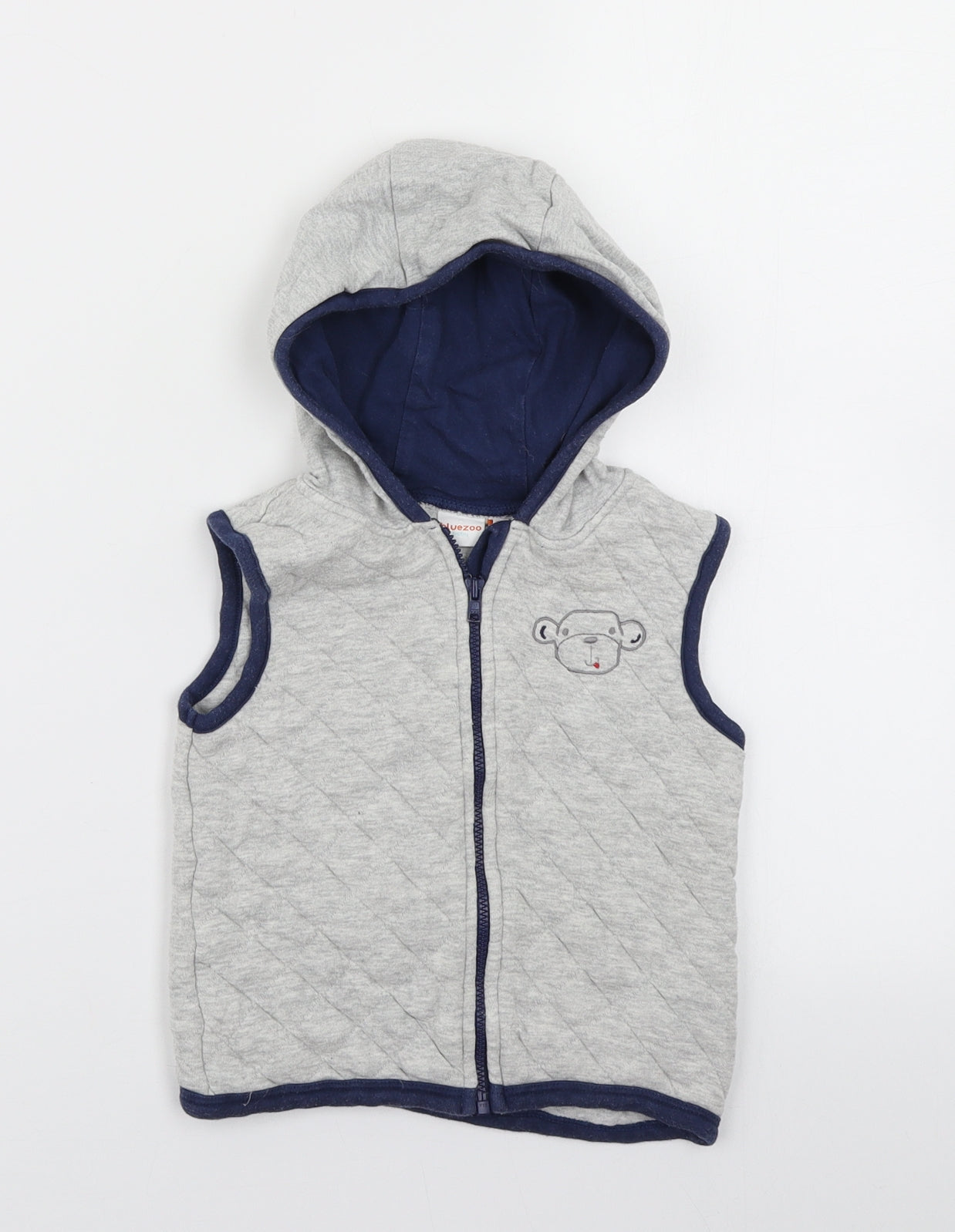 Bluezoo Boys Grey Argyle/Diamond  Gilet Jacket Size 12-18 Months