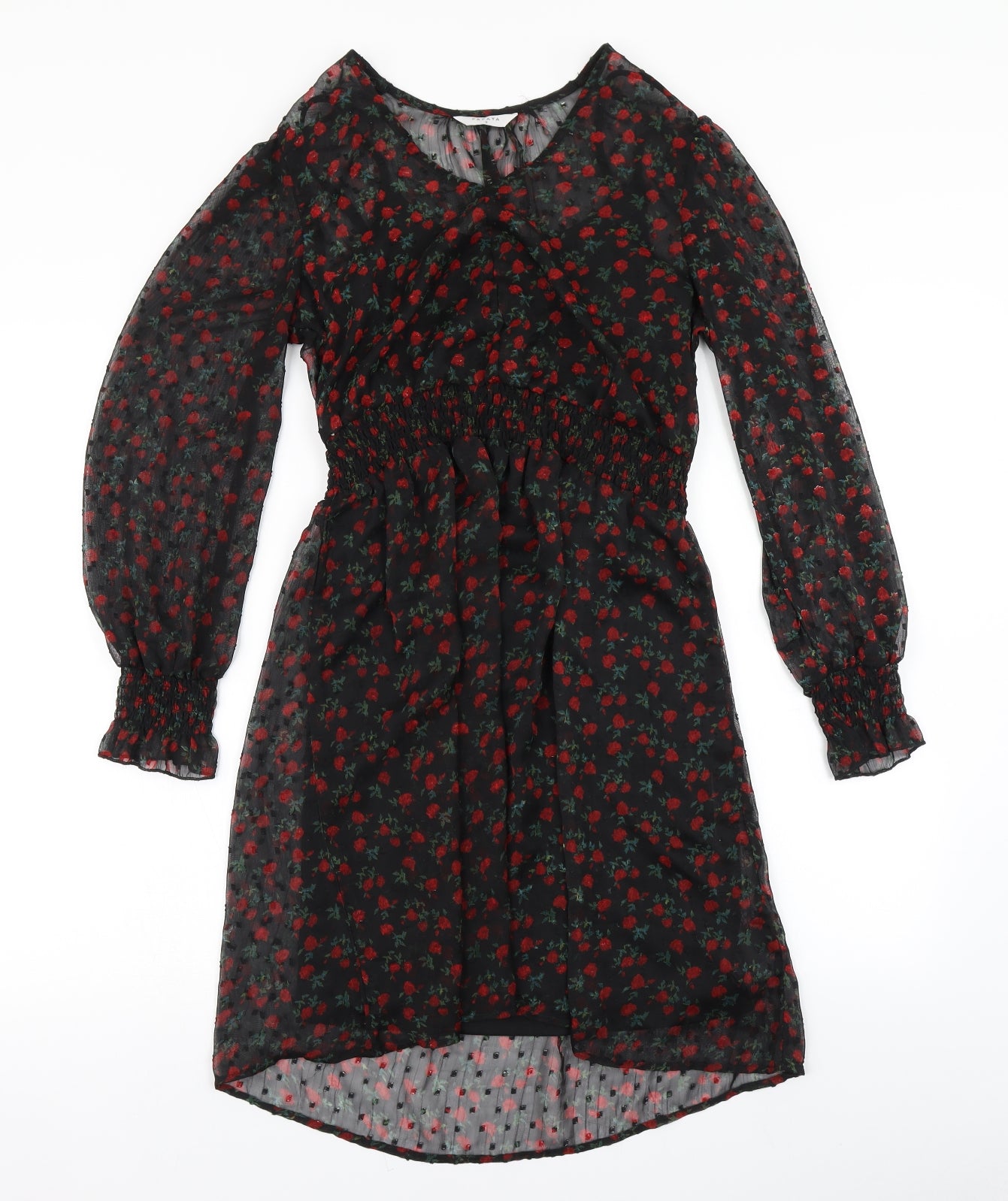 Papaya Womens Black Floral  Skater Dress  Size 8