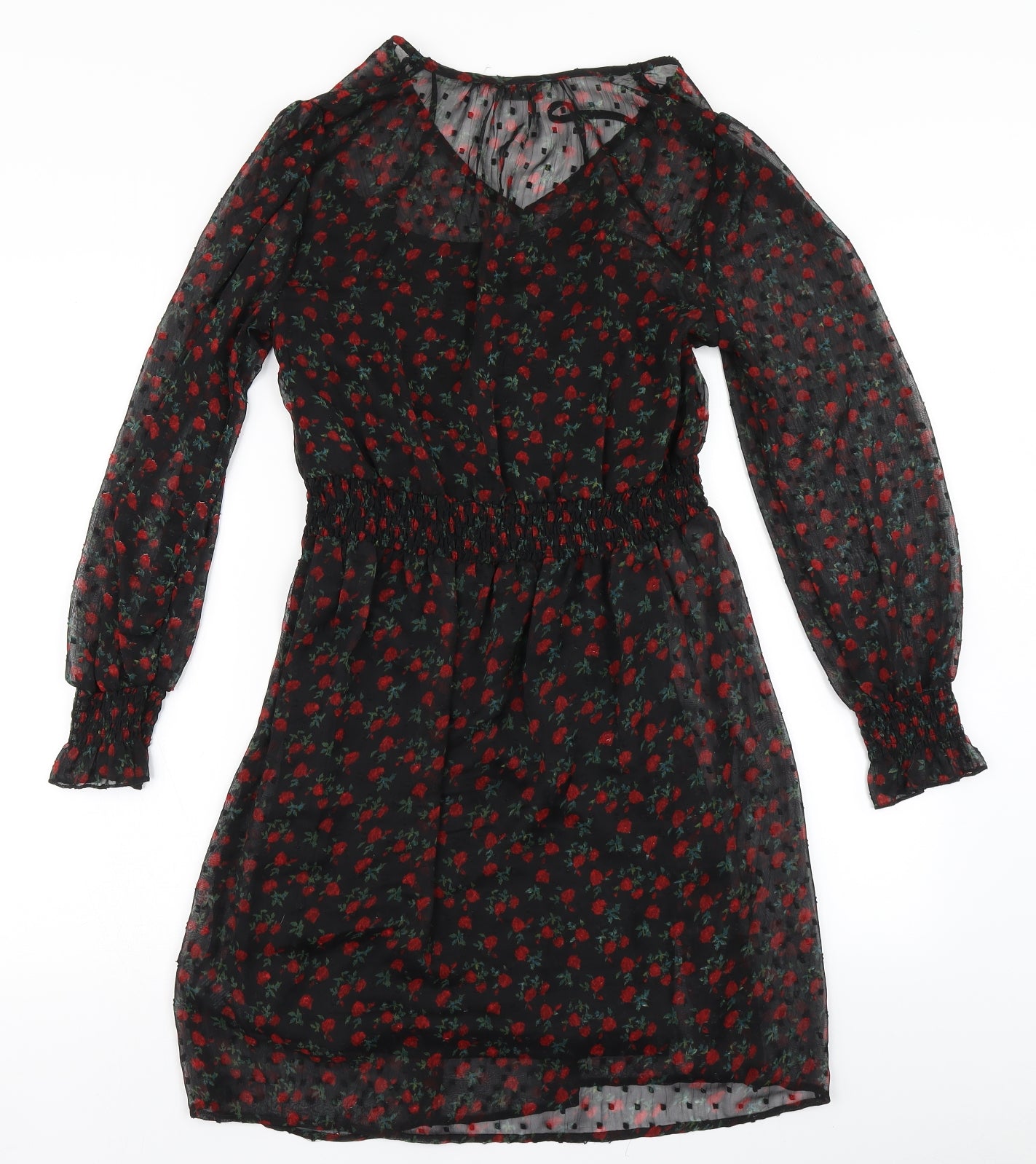 Papaya Womens Black Floral  Skater Dress  Size 8