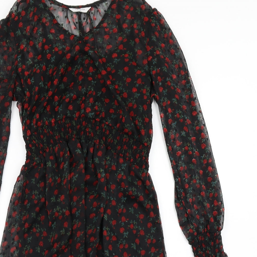 Papaya Womens Black Floral  Skater Dress  Size 8