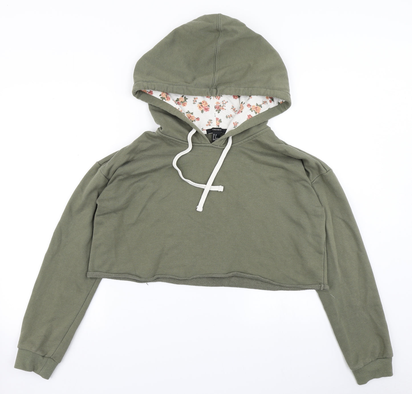 FOREVER 21 Womens Green   Pullover Hoodie Size M  - Cropped