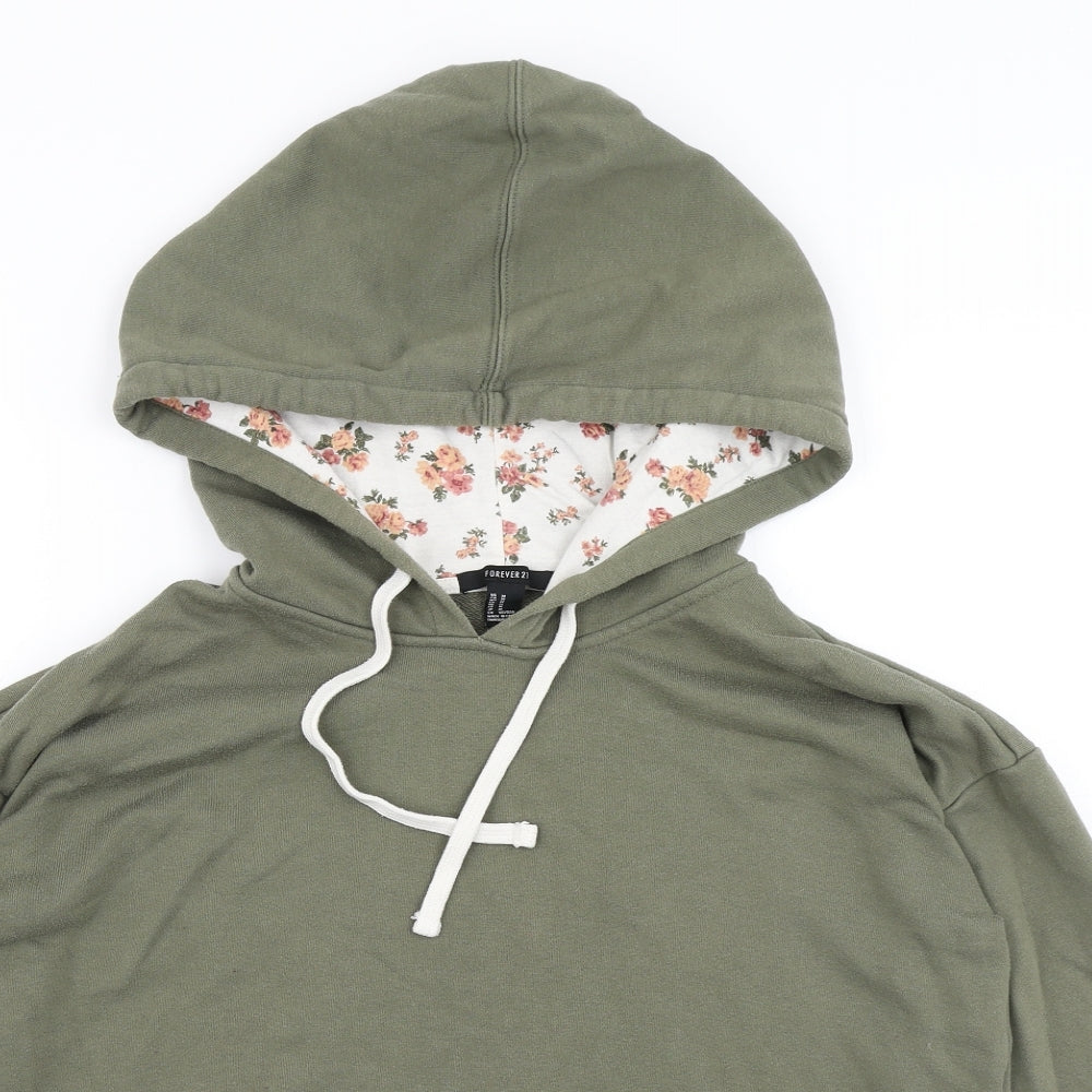 FOREVER 21 Womens Green   Pullover Hoodie Size M  - Cropped