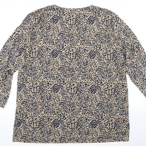 M&S Collection Womens Brown Animal Print  Basic T-Shirt Size 20