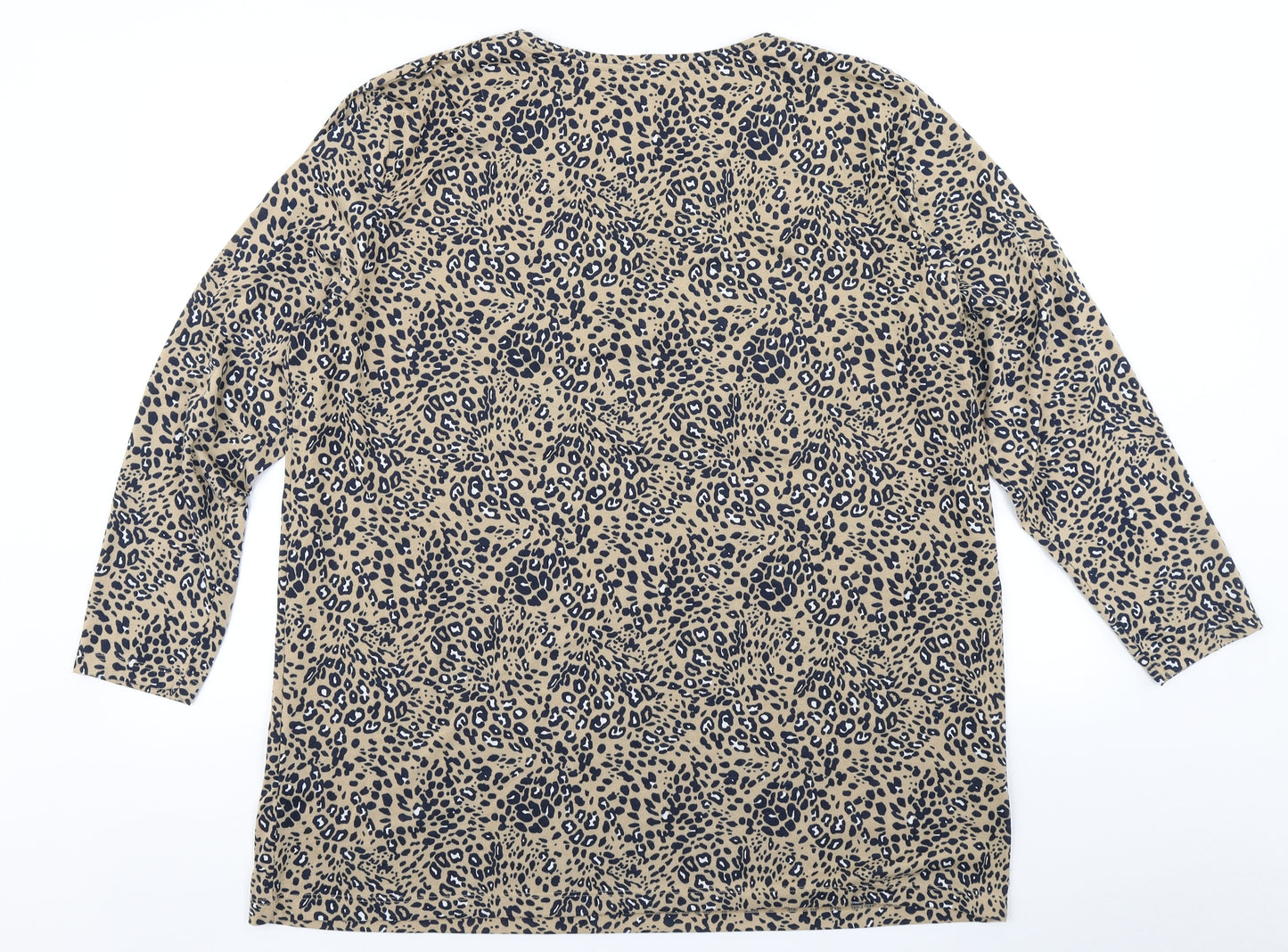 M&S Collection Womens Brown Animal Print  Basic T-Shirt Size 20