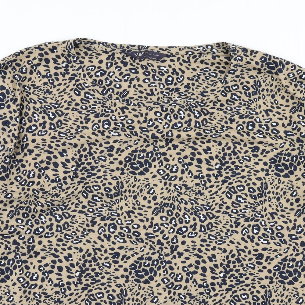 M&S Collection Womens Brown Animal Print  Basic T-Shirt Size 20