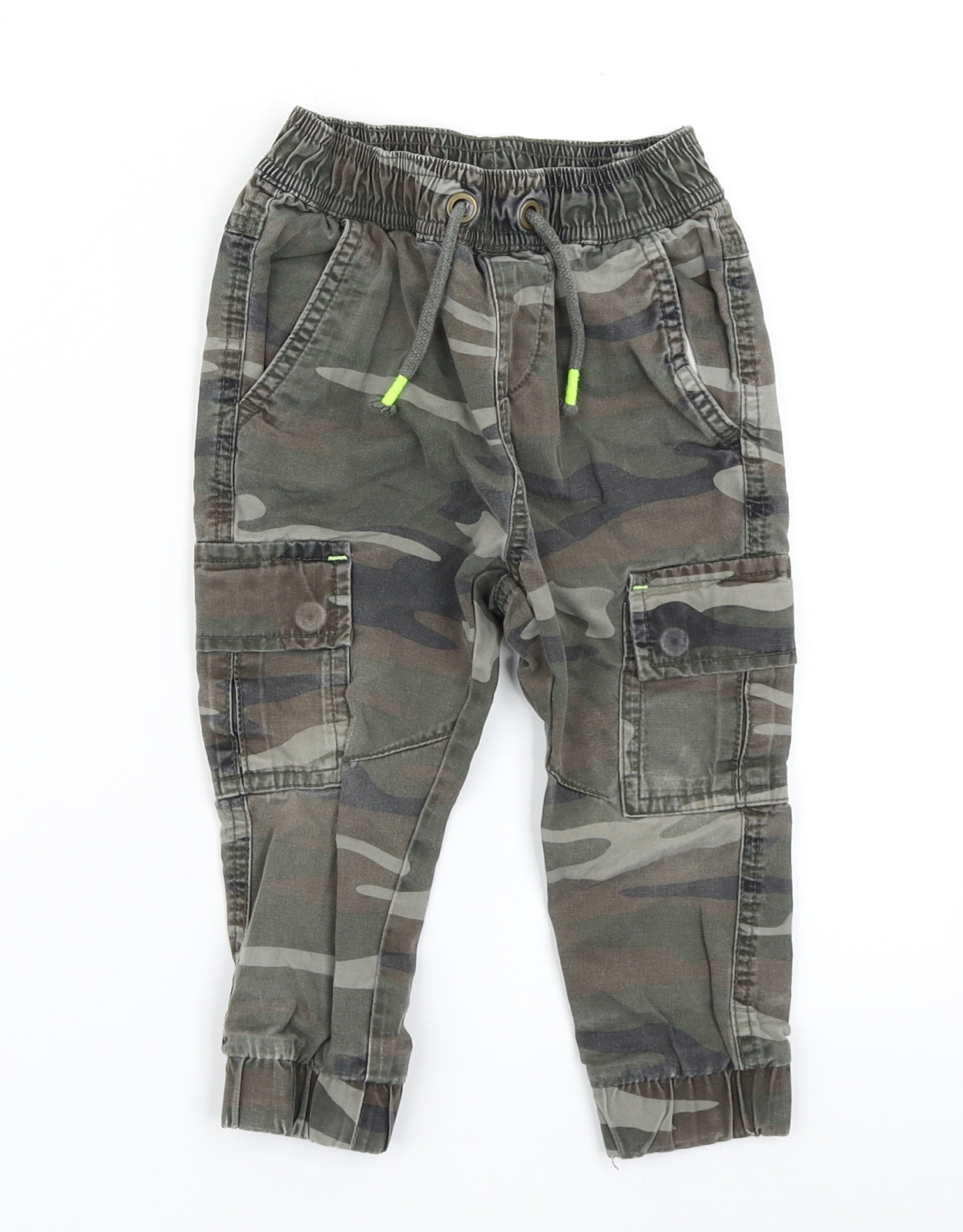 M&Co Boys Green Camouflage  Cargo Trousers Size 18-24 Months