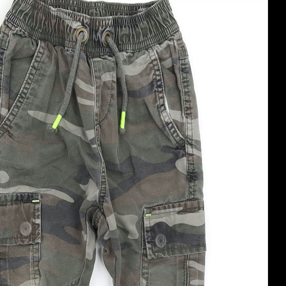 M&Co Boys Green Camouflage  Cargo Trousers Size 18-24 Months