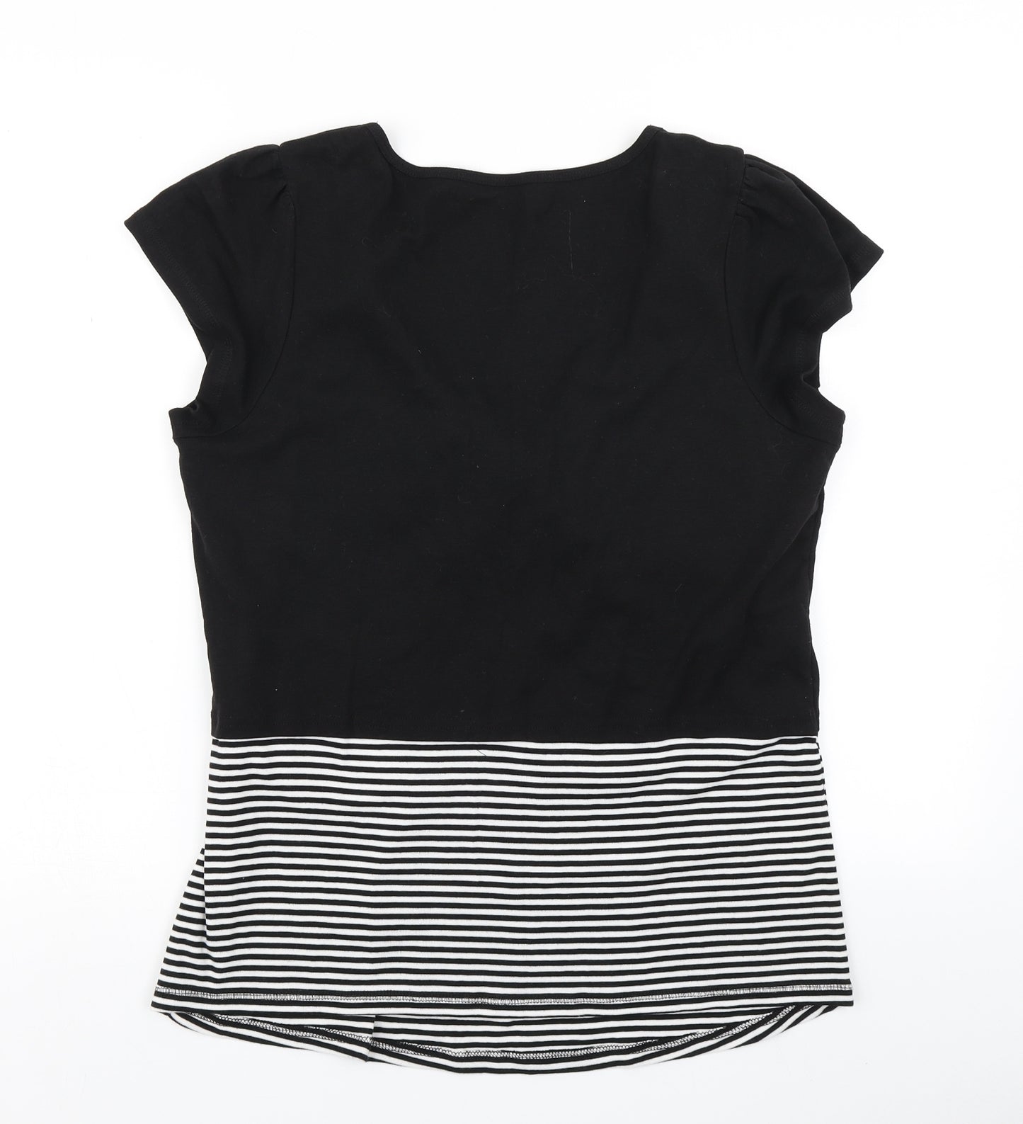 Love Cotton Womens Black Striped  Basic T-Shirt Size 18