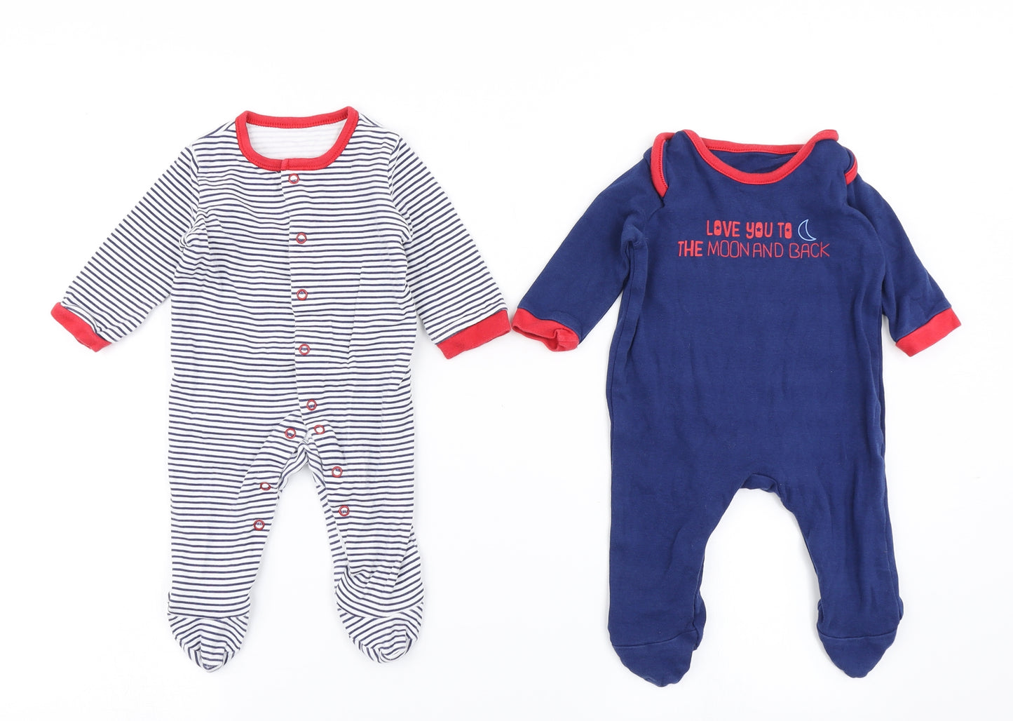 George Boys Blue Striped  Babygrow One-Piece Size 3-6 Months