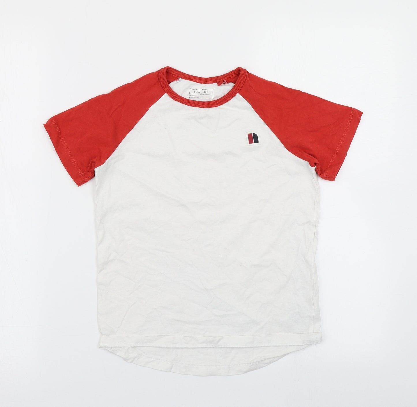 NEXT Boys White Colourblock  Basic T-Shirt Size 7 Years  - Baseball Tshirt