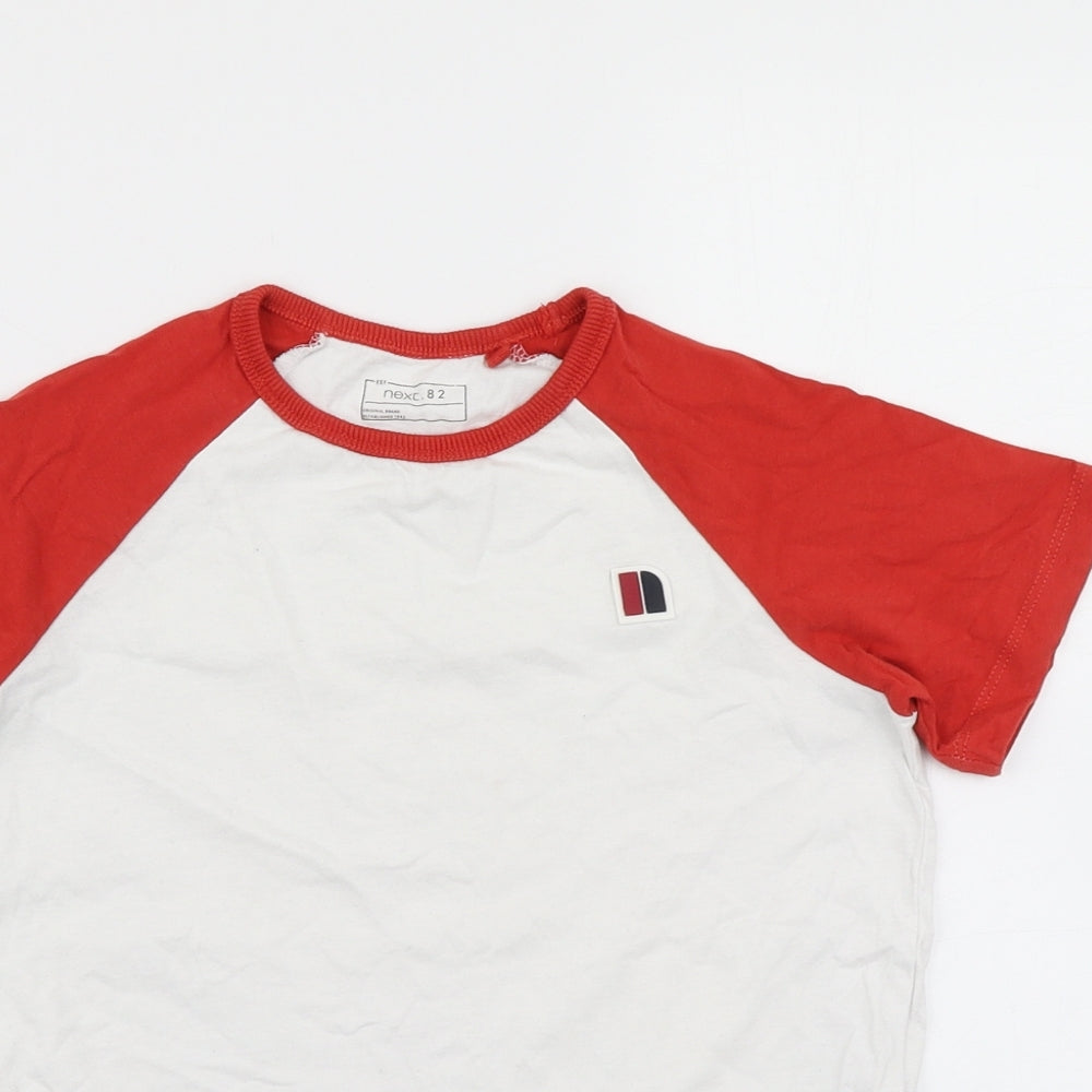 NEXT Boys White Colourblock  Basic T-Shirt Size 7 Years  - Baseball Tshirt
