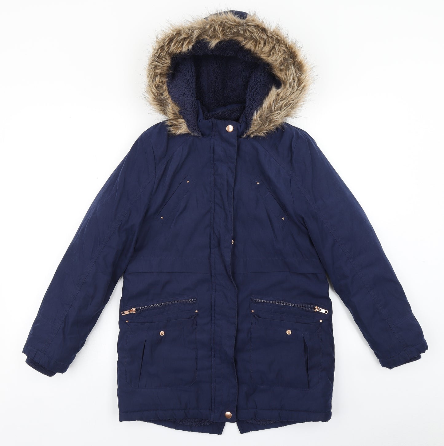 George Girls Blue   Parka Coat Size 10-11 Years
