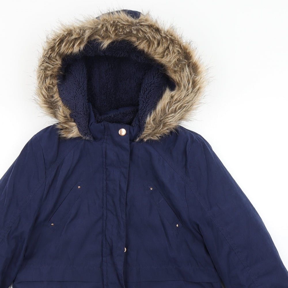 George Girls Blue   Parka Coat Size 10-11 Years