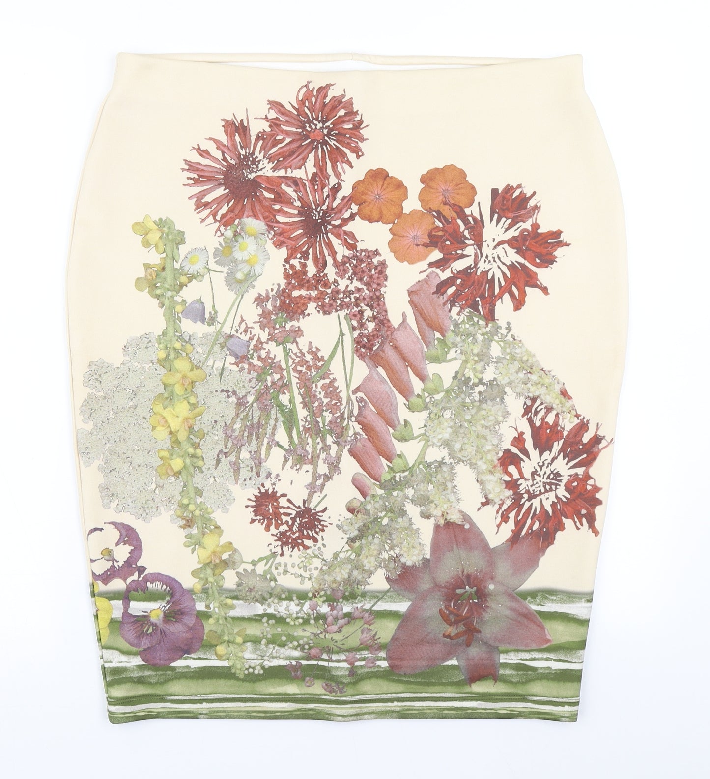 M&S Collection Womens Beige Floral  Straight & Pencil Skirt Size 16