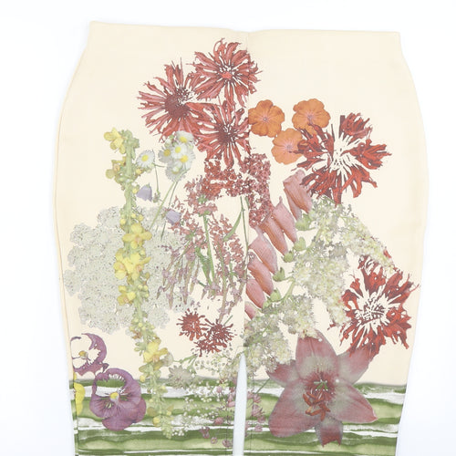 M&S Collection Womens Beige Floral  Straight & Pencil Skirt Size 16