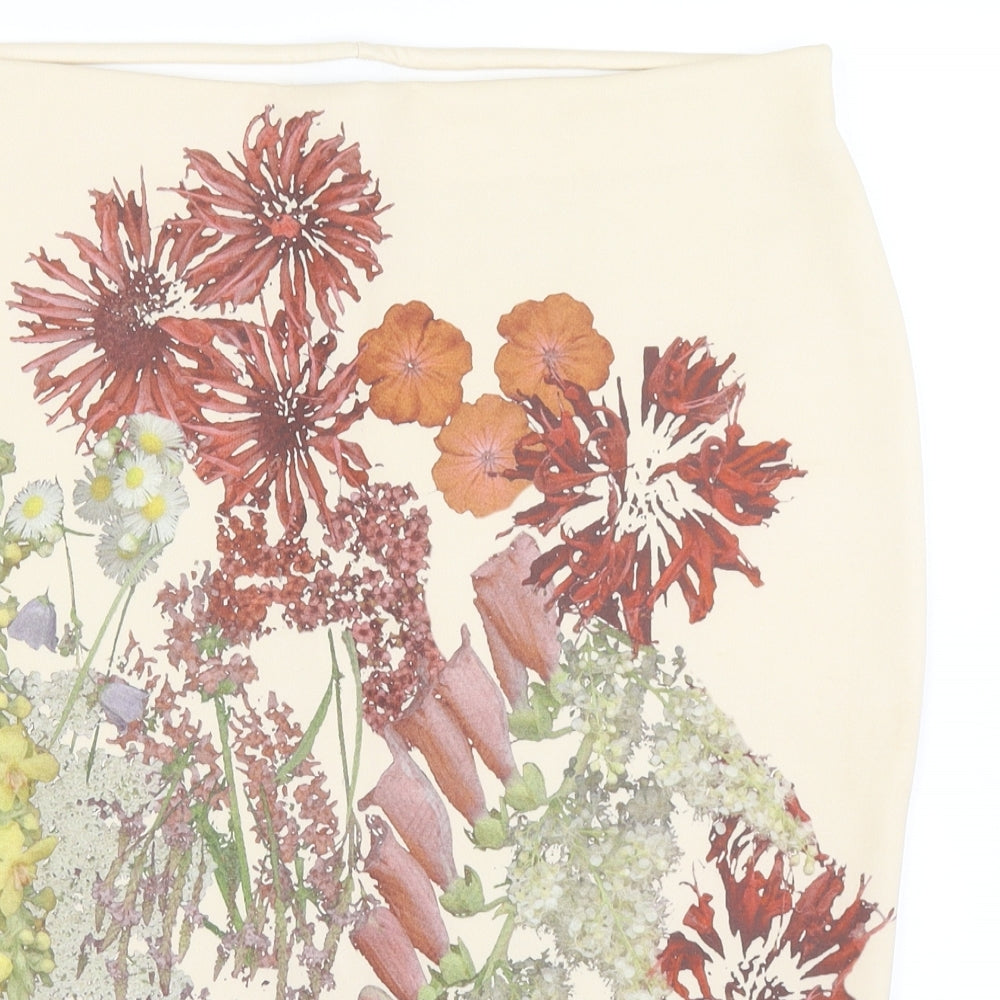 M&S Collection Womens Beige Floral  Straight & Pencil Skirt Size 16