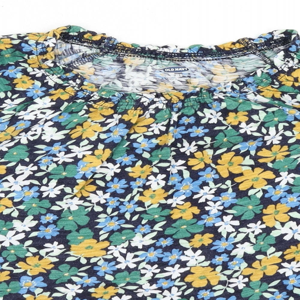 Old Navy Womens Blue Floral  Basic T-Shirt Size 8