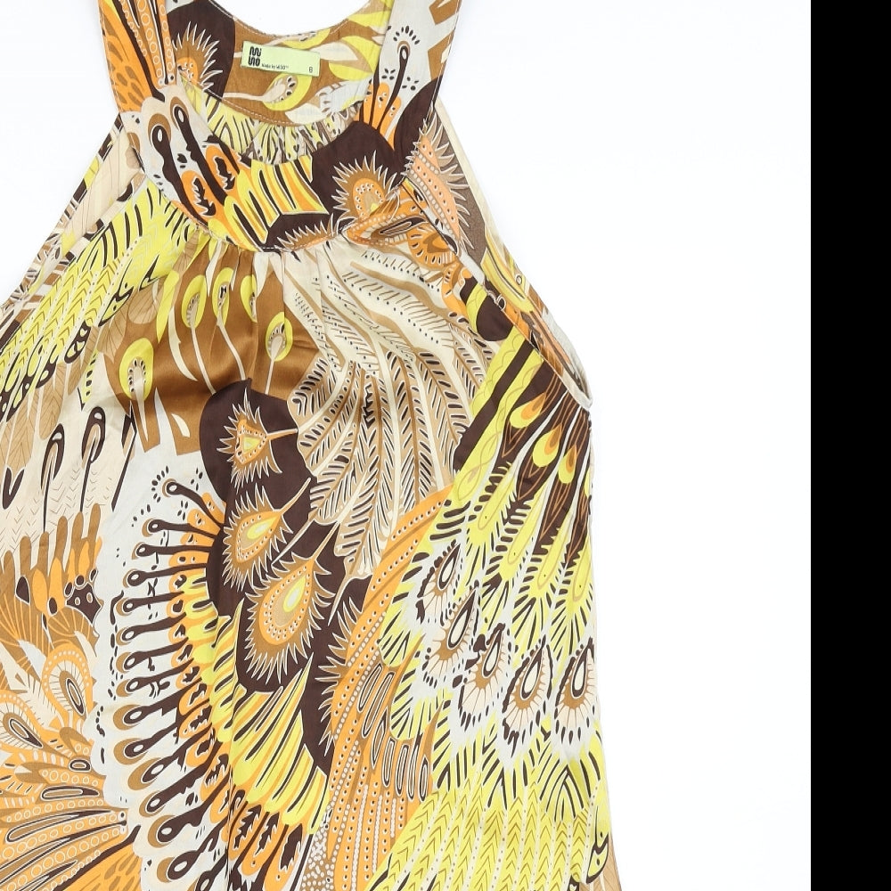 Miso Womens Brown Batik  A-Line  Size 8