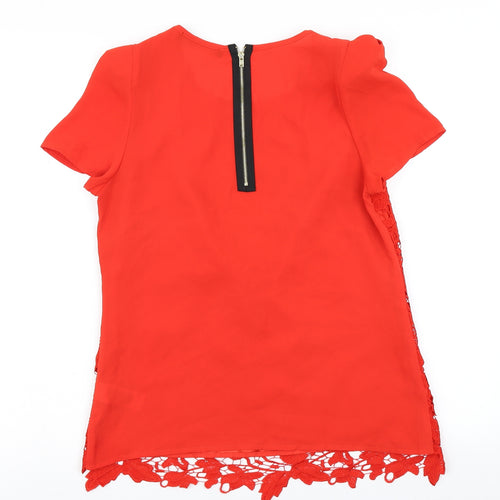 Love Label Womens Red Floral Lace Basic Blouse Size 8