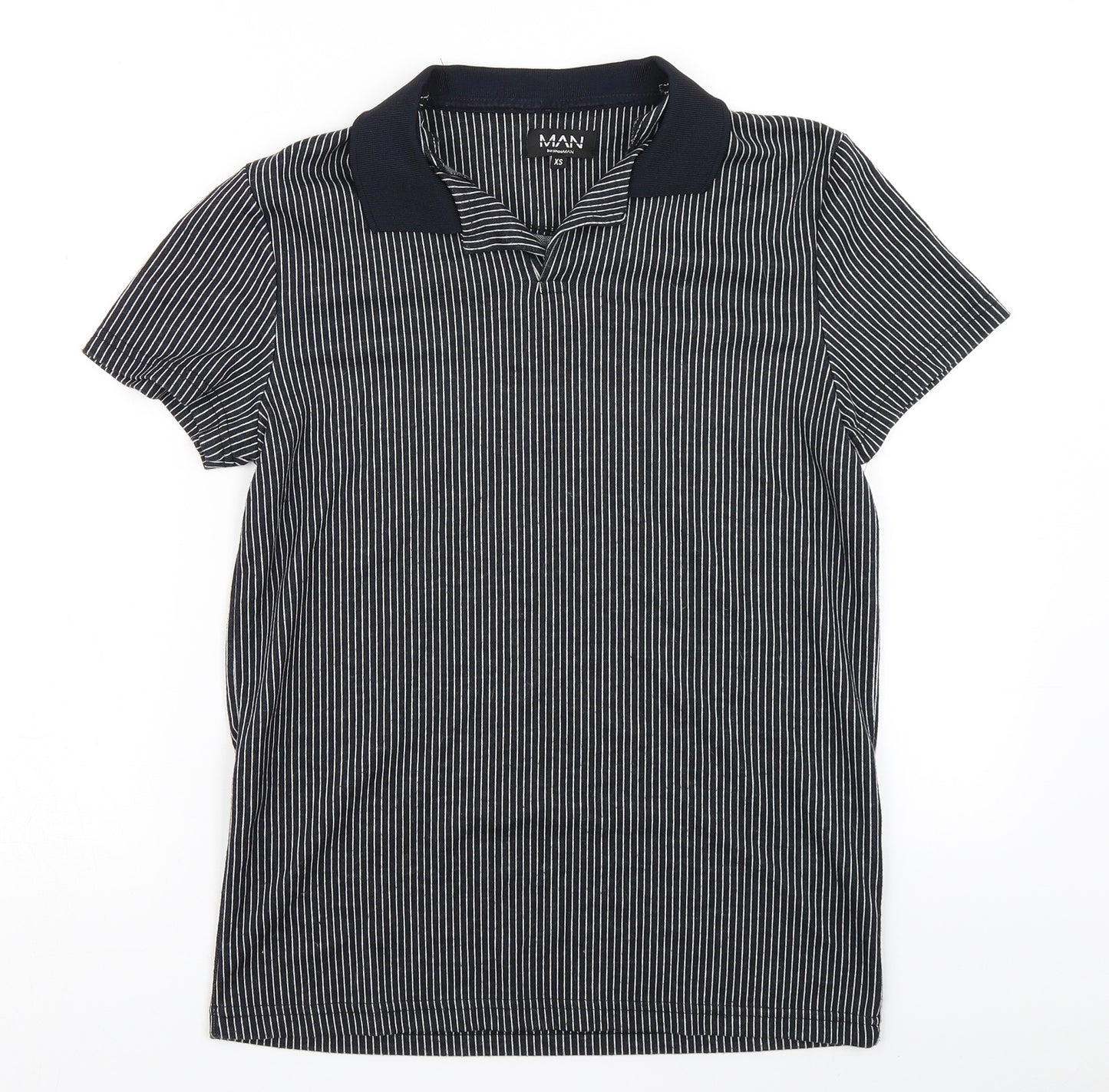 Boohoo MAN Mens Blue Striped   Polo Size XS