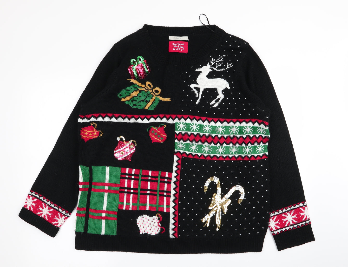 Asda George Womens Black Geometric  Pullover Jumper Size 20  - christmas