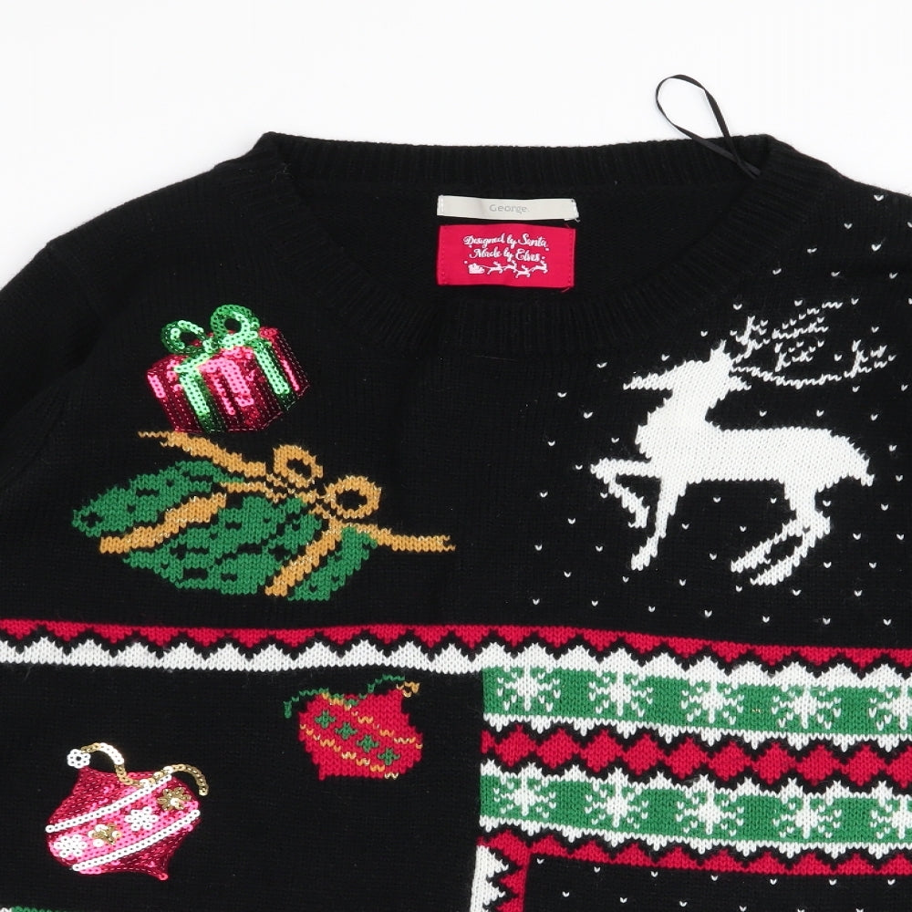 Asda George Womens Black Geometric  Pullover Jumper Size 20  - christmas