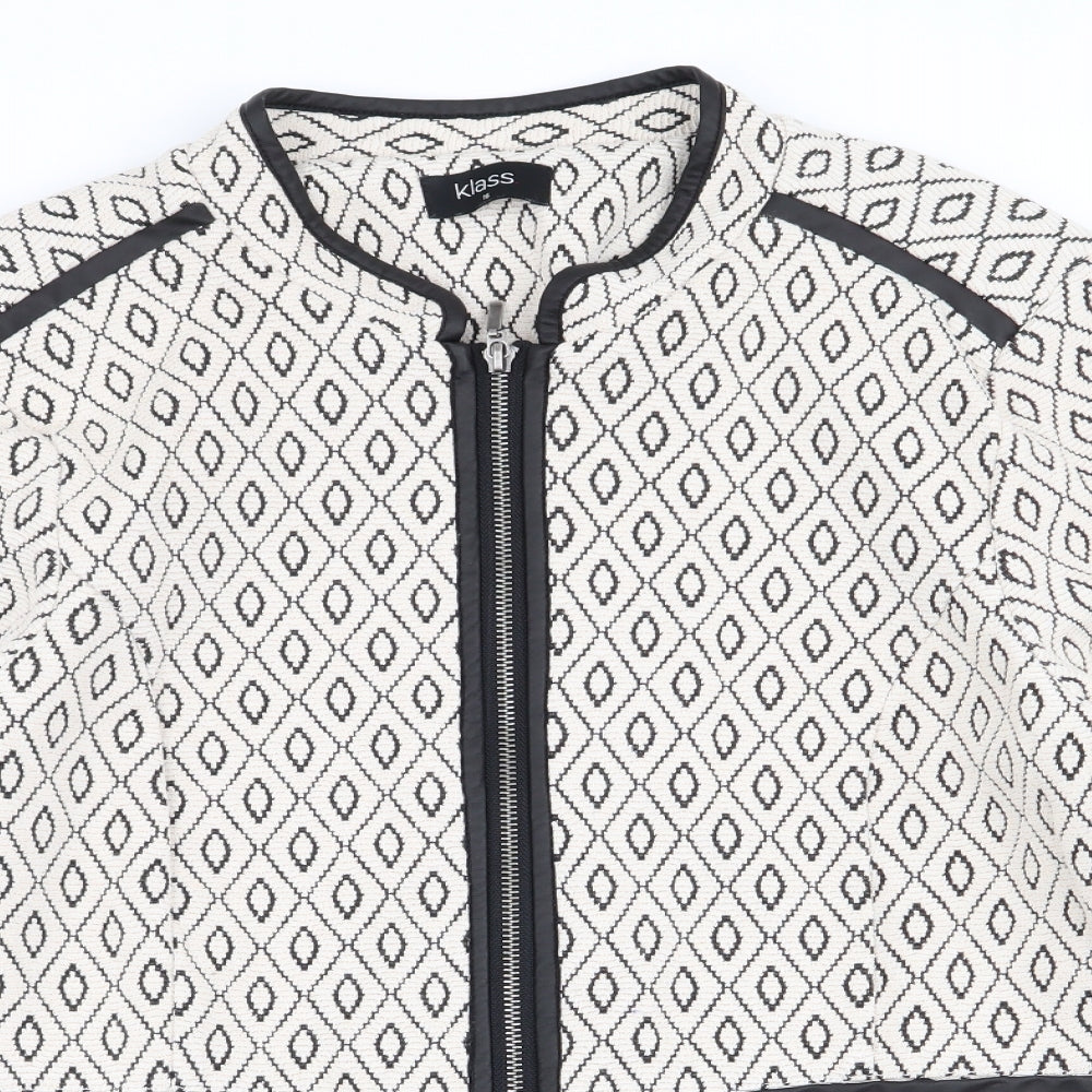 Klass Womens Multicoloured Geometric  Full Zip Jumper Size 16