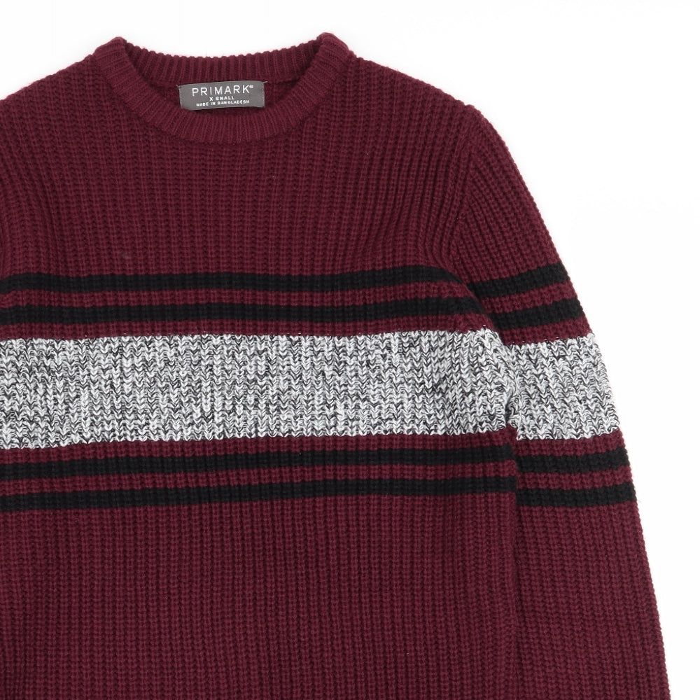 Primark Mens Multicoloured Striped  Pullover Jumper Size XS