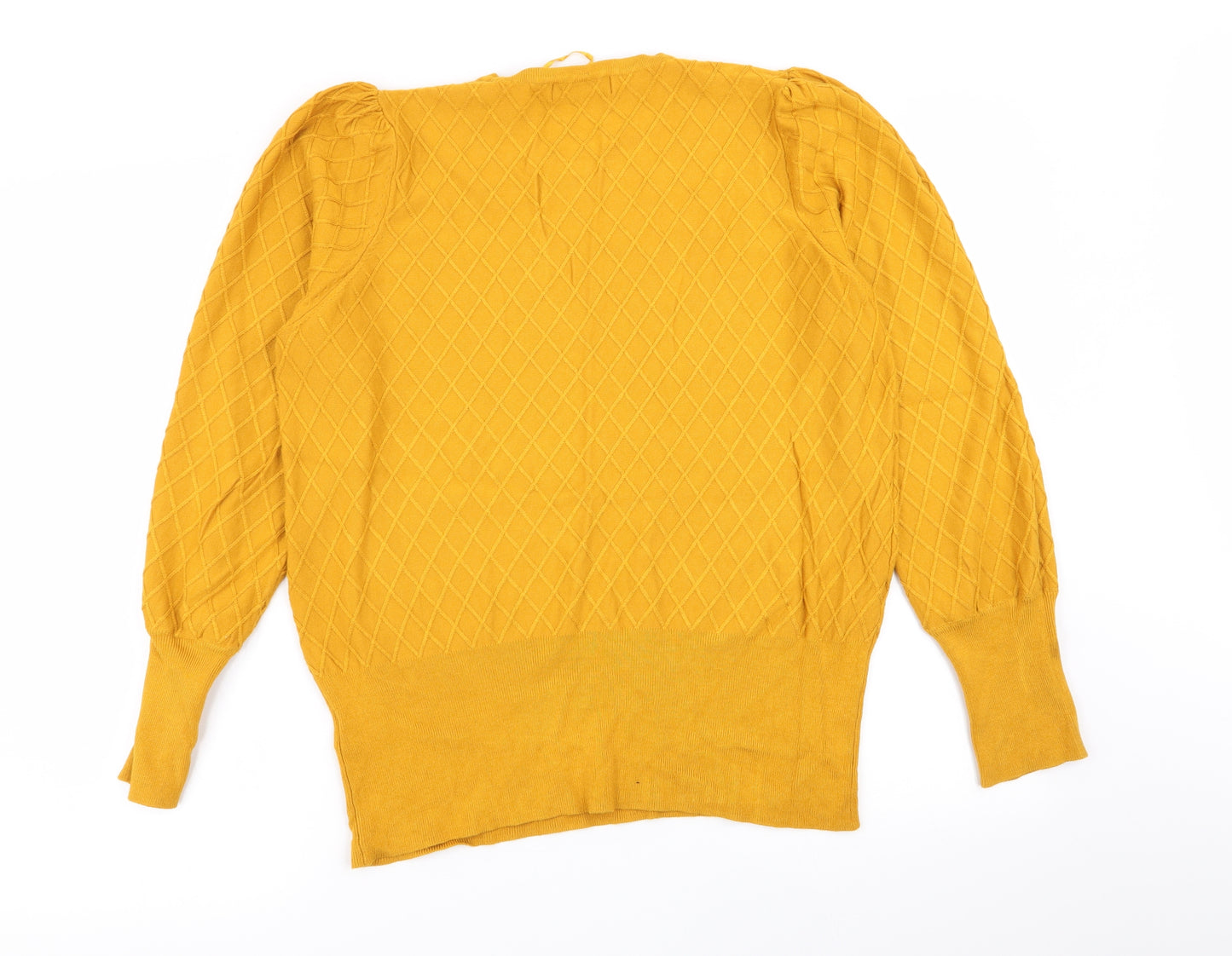 M&S Womens Yellow Argyle/Diamond  Pullover Jumper Size 16