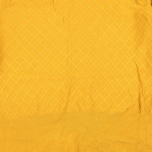 M&S Womens Yellow Argyle/Diamond  Pullover Jumper Size 16