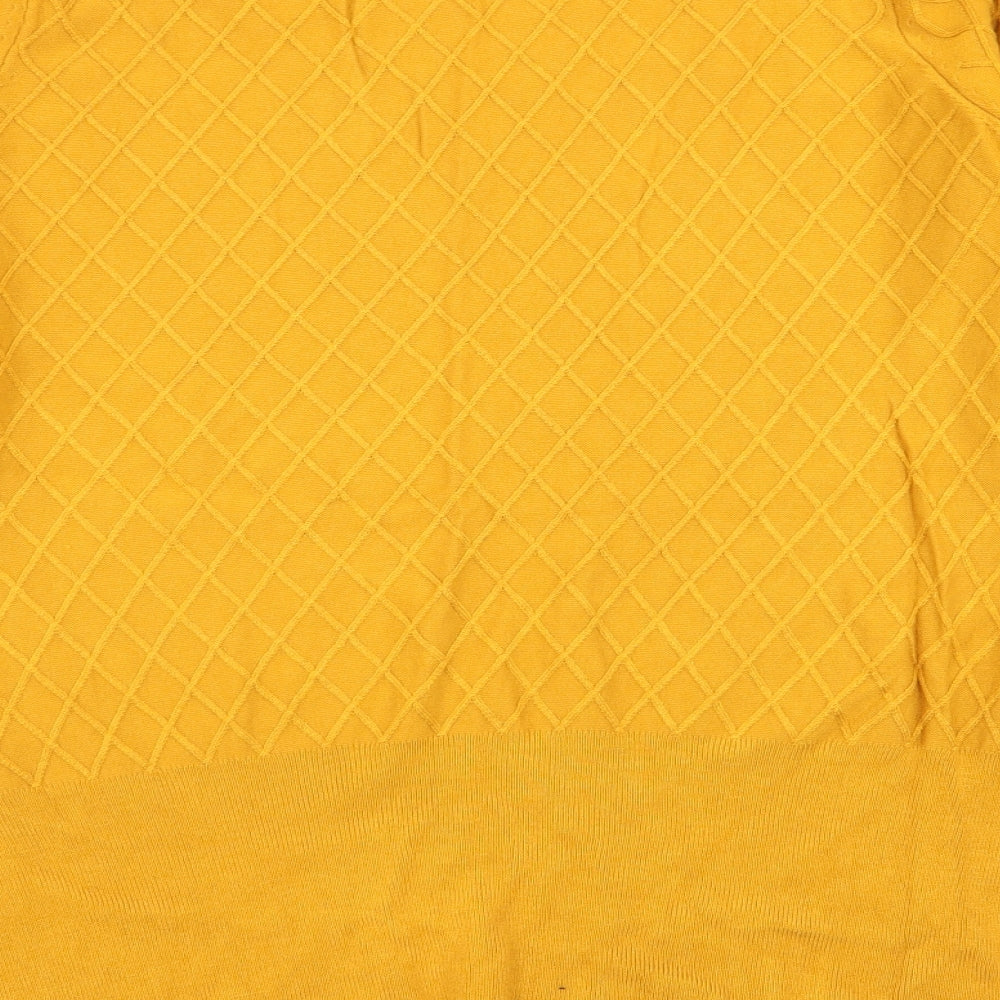 M&S Womens Yellow Argyle/Diamond  Pullover Jumper Size 16