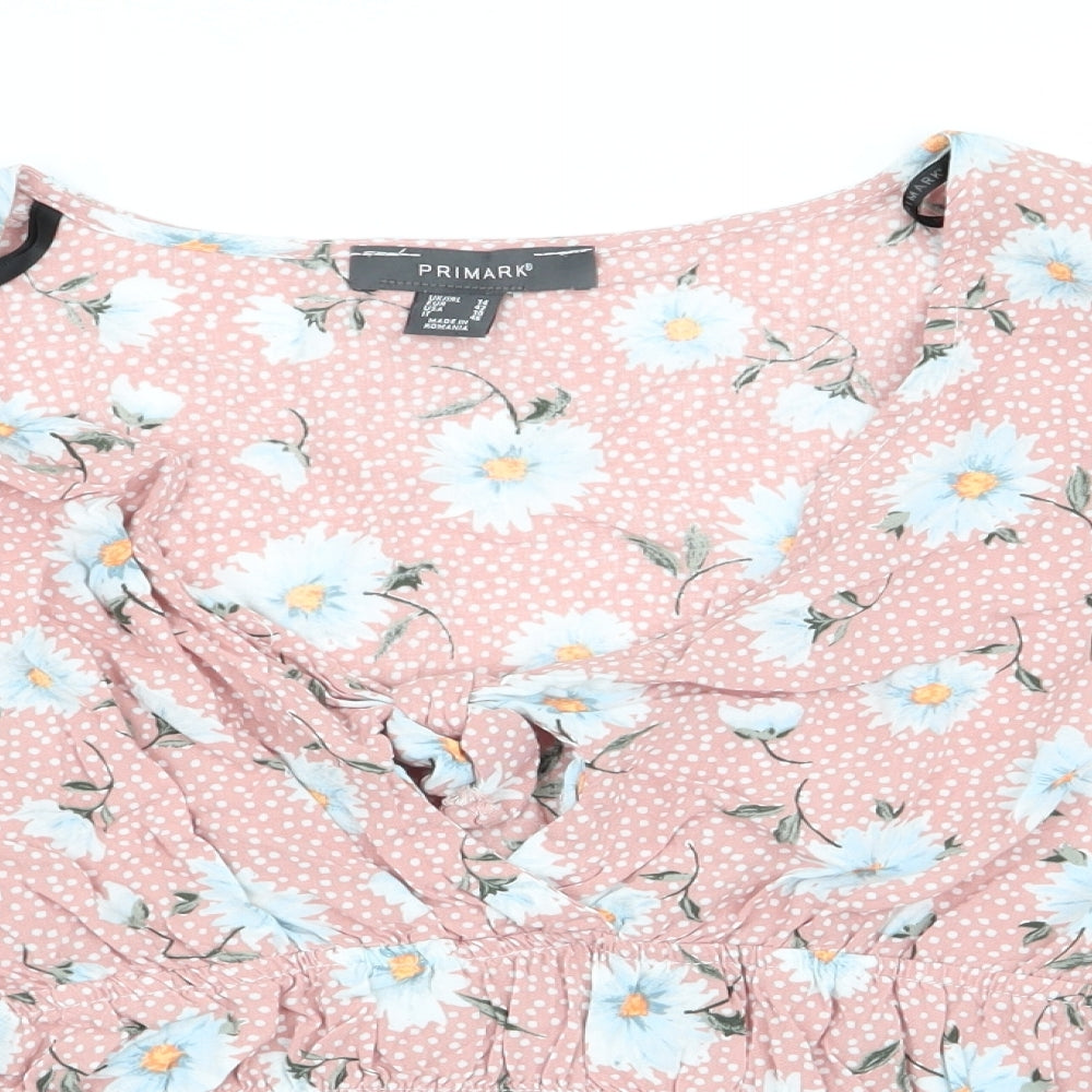 Primark Womens Pink Polka Dot  Basic Blouse Size 14