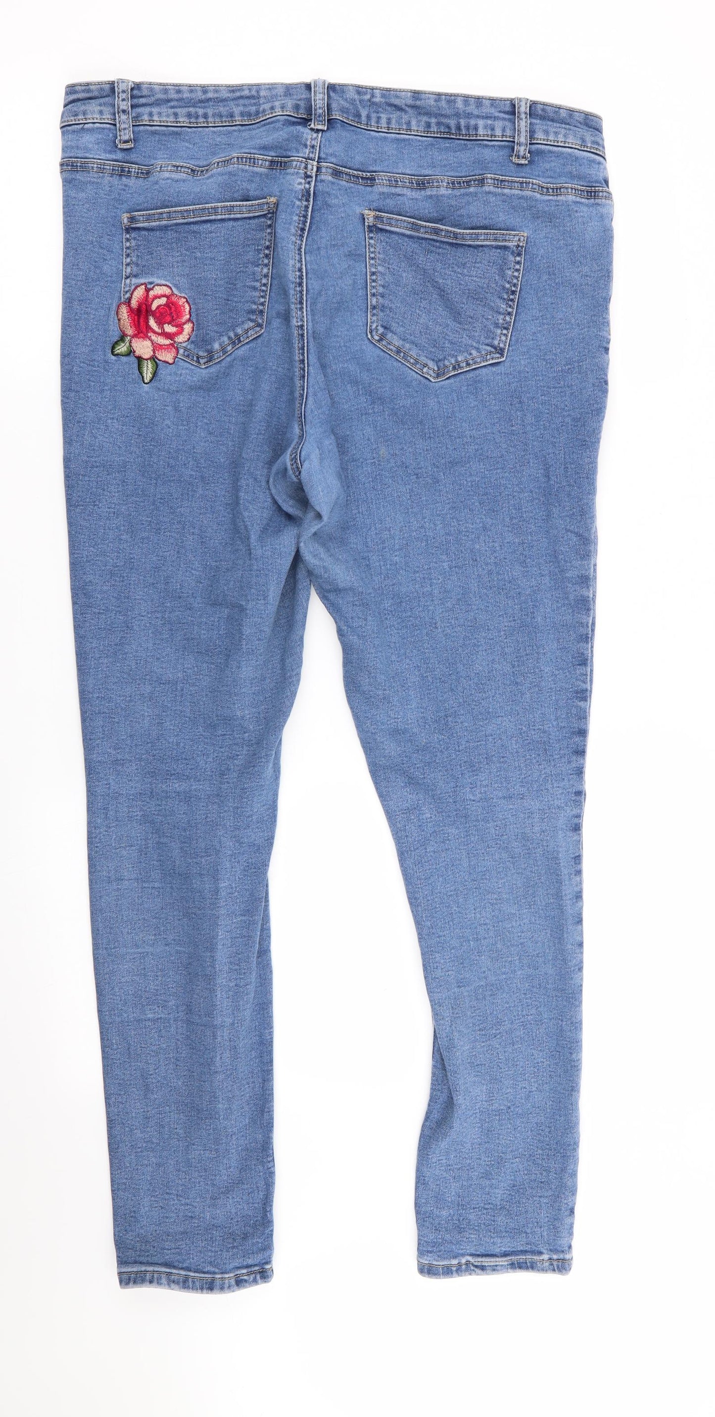 Primark Womens Blue Floral  Skinny Jeans Size 16 L29 in